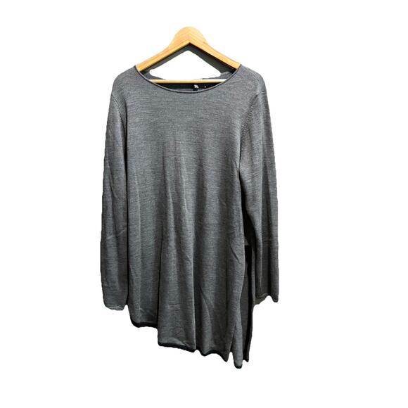 Eileen Fisher Gray 100% Merino Wool Asymmetrical Women's Tunic Sweater Size XL - Picture 1 of 5